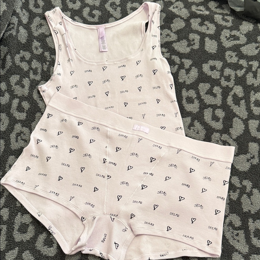 SKIMS Cotton Rib Cami/Tank Top and Short Set